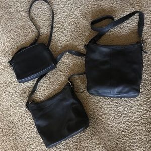 Lot of 3 black vintage coach leather bags